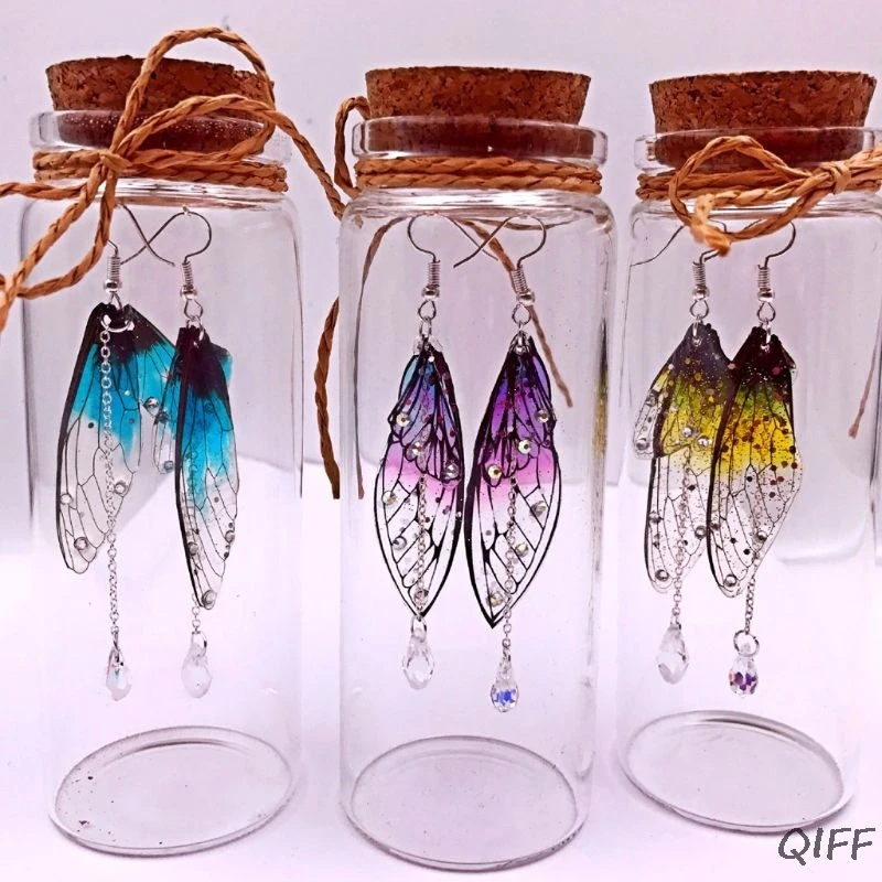 Серьги-подвески с изображением цикады и бабочек | Украшения аксессуары