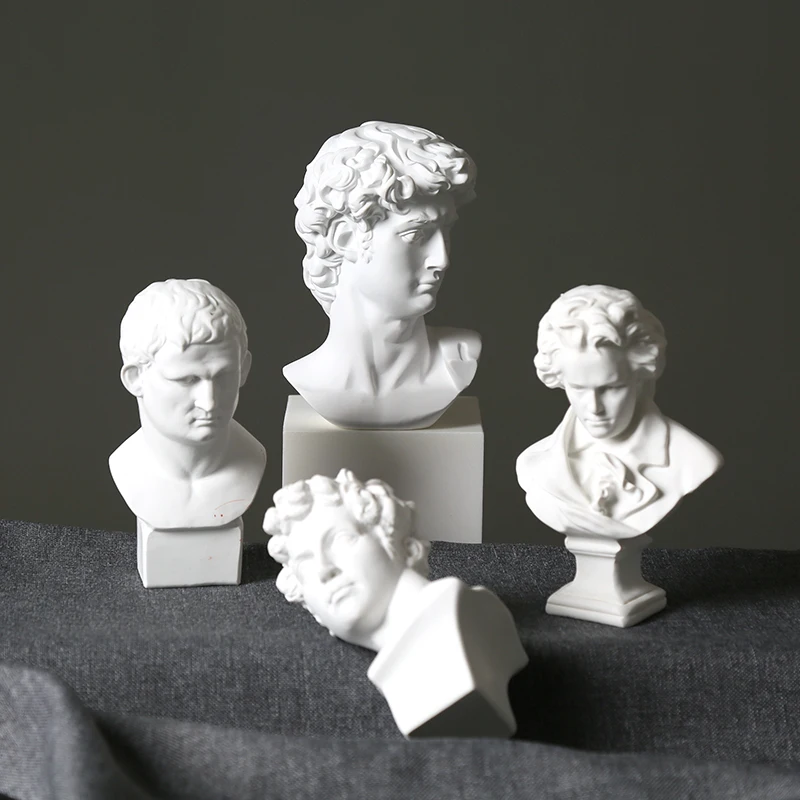 

S1 Greek Mythology Figurine David Gypsum Portrait Bust Gypsum Statue Draw Practice Craft Plaster Sculpture Nordic Home Decor
