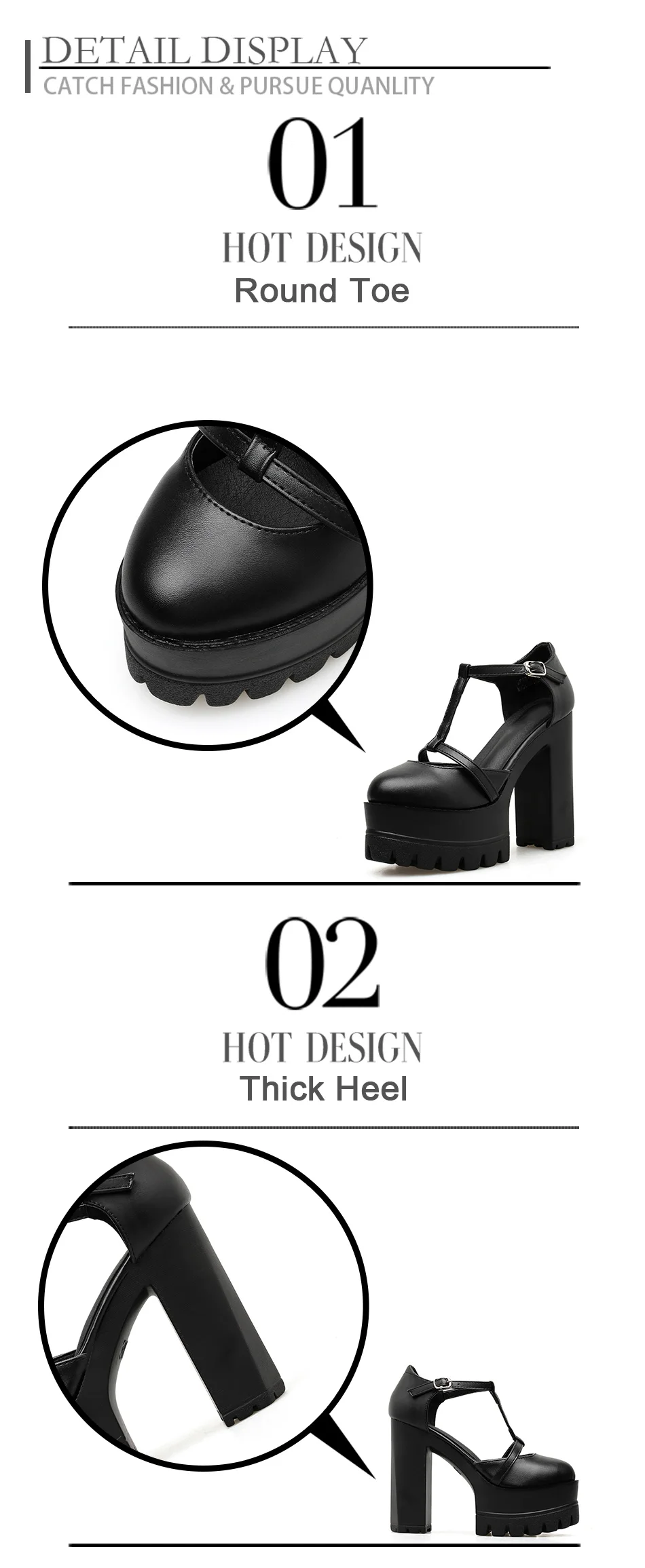 Gdgydh Spring Autumn Ankle Strap Buckle Women Pumps Black Thick High Heeled Shoes Female Single Shoes Shallow Out Soft Leather