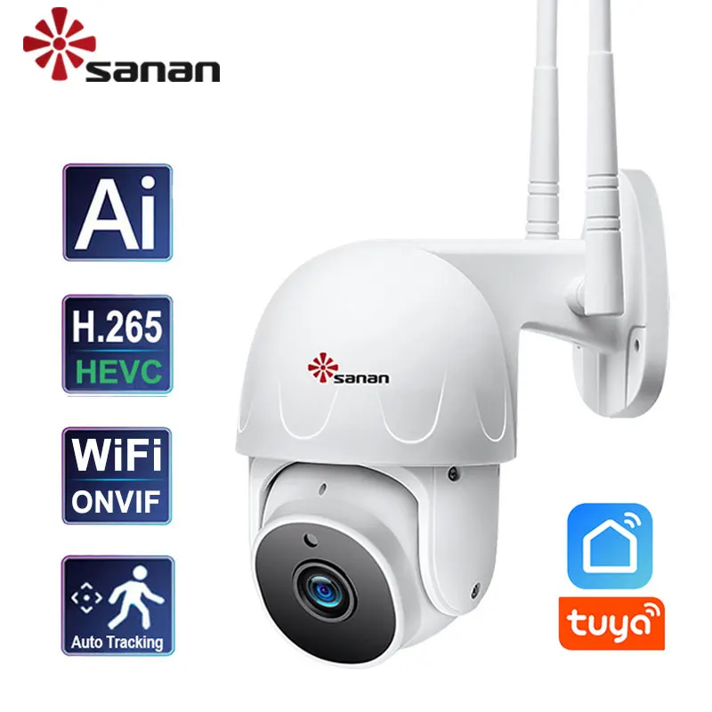 SANAN Tuya 1080P PTZ IP камера Открытый WiFi Беспроводное автоматическое отслеживание
