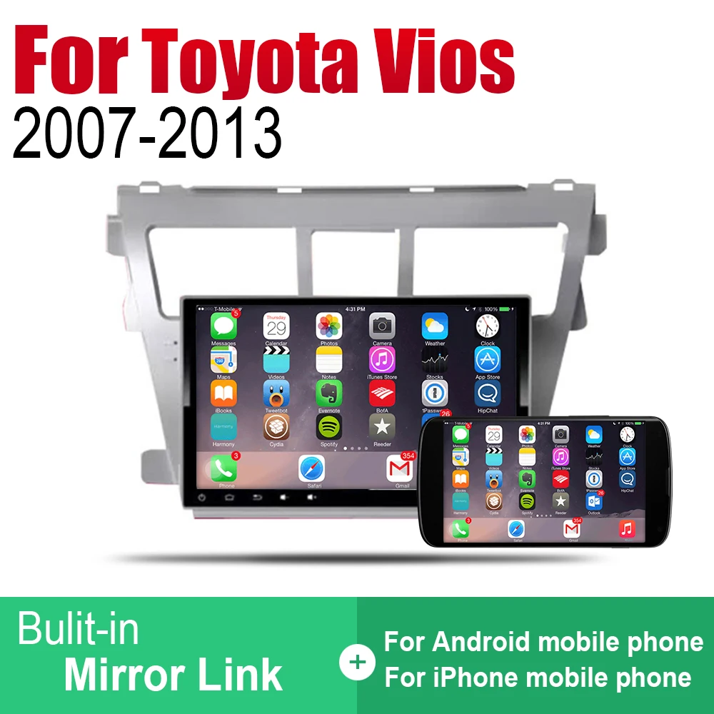 Автомагнитола ZaiXi 2 Din Android для Toyota Vios 2007 ~ 2013 GPS навигация BT Wi Fi карта мультимедийная
