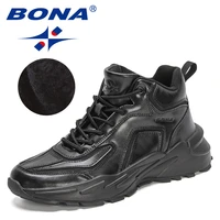 bona 2022 new designers brand snow boots men protective wear resistant ankle boots man plush warm winter high top boots comfort
