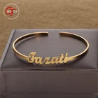 Goxijite Индивидуальный Женский браслет из нержавеющей стали с именем, персонализированный 3 мм Золотой инициальное имя, Открытый браслет, браслеты, памятный подарок