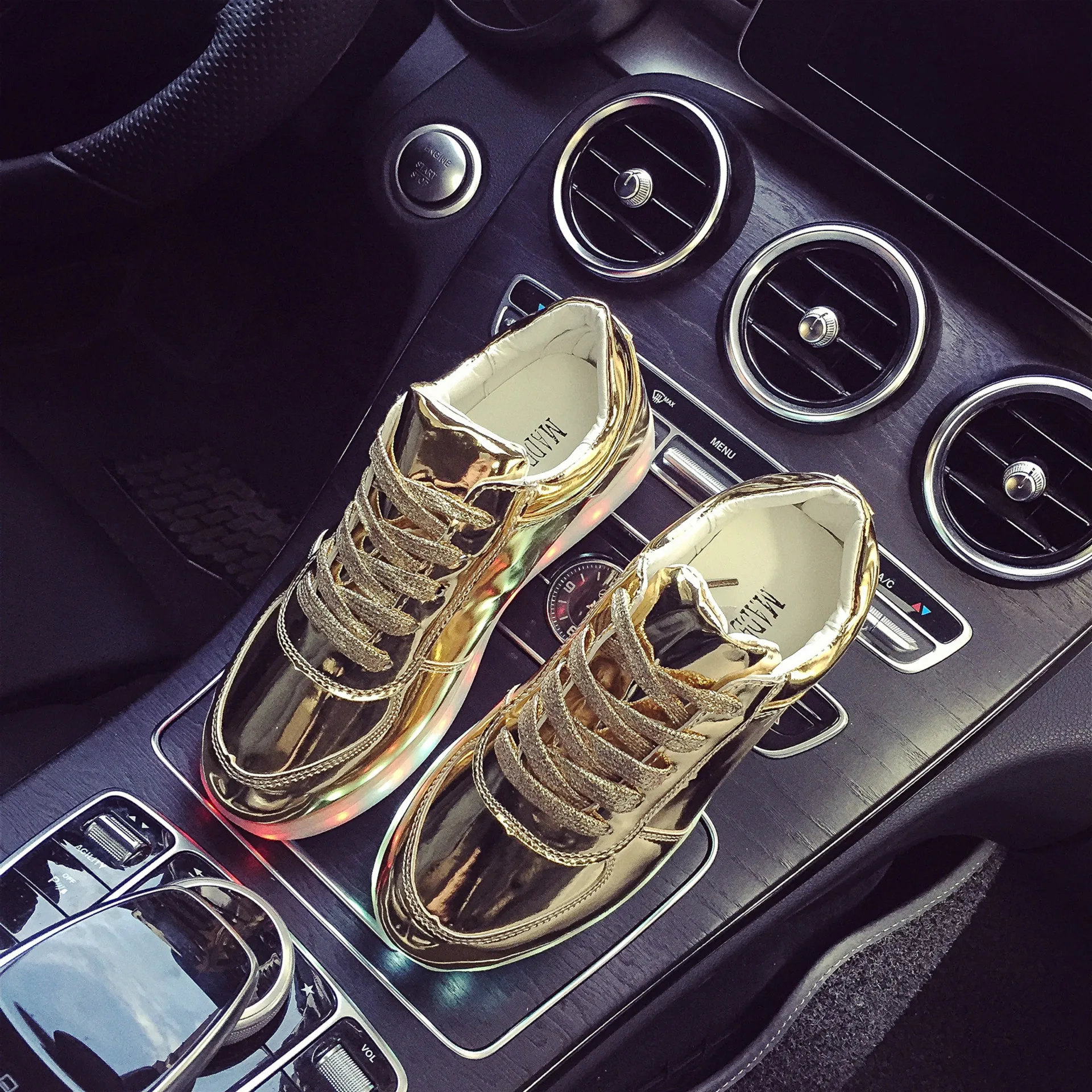Gold A Светящиеся кроссовки для девочек; женские светящиеся кроссовки для девочек с подсветкой; Зарядка через usb; schoenen met lichtjes - Цвет: Gold A