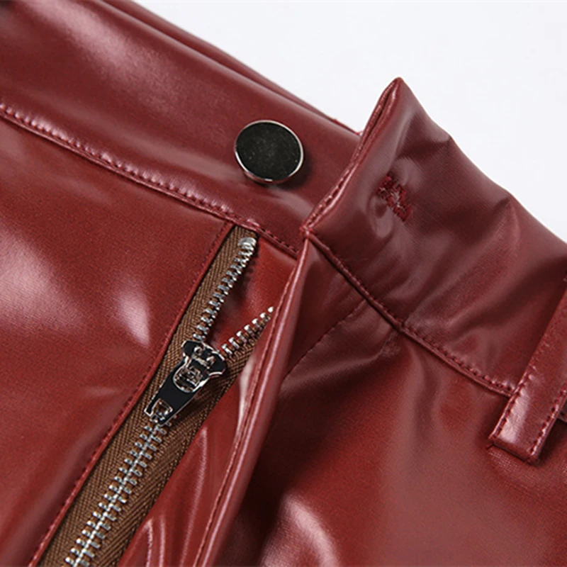 

PixieKiki Gradient Orange PU Leather Pants Women High Waist Straight Leg Pants Street Wear Winter Outfit Sexy Trousers P71-GZ32