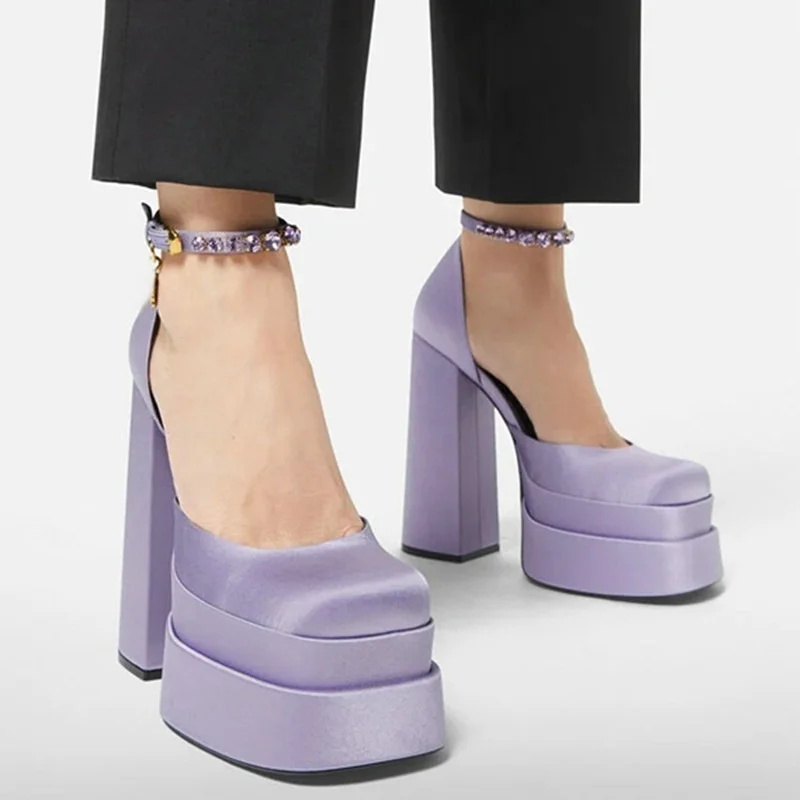 Женские босоножки на платформе и толстом высоком каблуке черные красные или