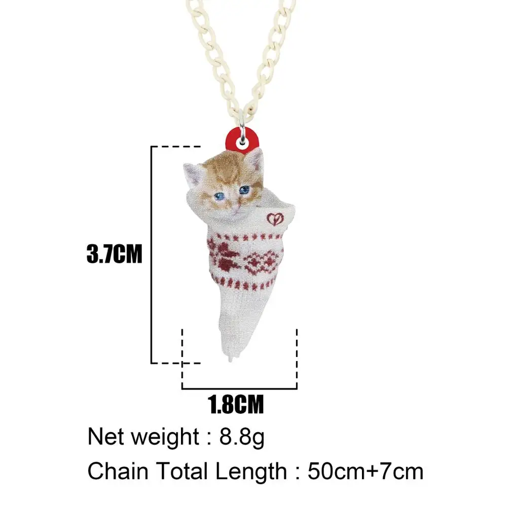 Bonsny акриловые рождественские носки короткие волосы кошка котенок ожерелье