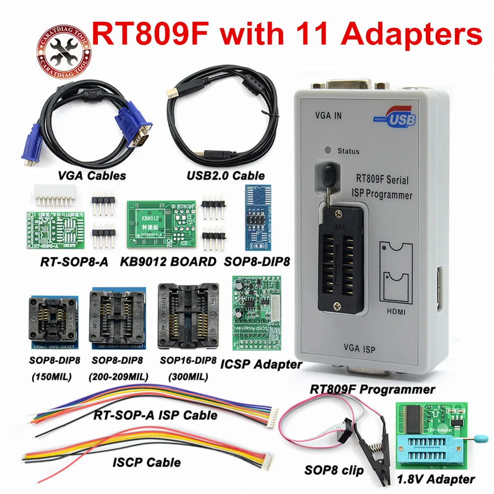 Новейший оригинальный серийный ISP программатор RT809F с 11 шт. адаптеров + тестовый