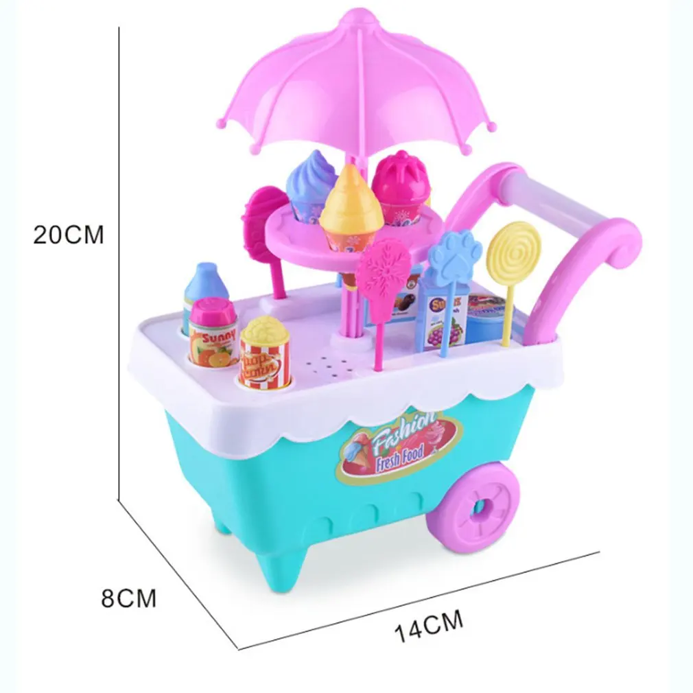 

1 Set Simulation Ice-Cream Trolley Set Kids Pretend Role Play Toys Learning Educational Toys for Children Birthday Gift