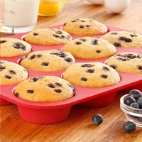 silicone muffin cupcake baking pan non stick microwave mold tray for kitchen sale 12 round baking molds bakeware