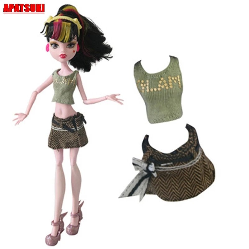 Летний светильник зеленые топы футболка короткие юбки платье для кукол Monster High