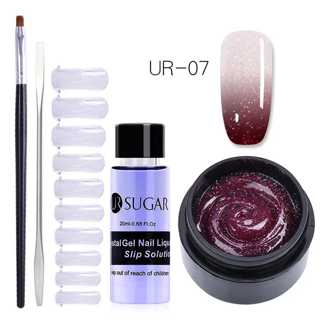 5pcs set7 UR SUGAR 15 мл термальный поли УФ гель набор Наборы Блеск Температура Изменение цвета Замачивание от УФ светодиодный Bulider гель продлевающий половой акт инструменты для полировки - Цвет: 5pcs set7