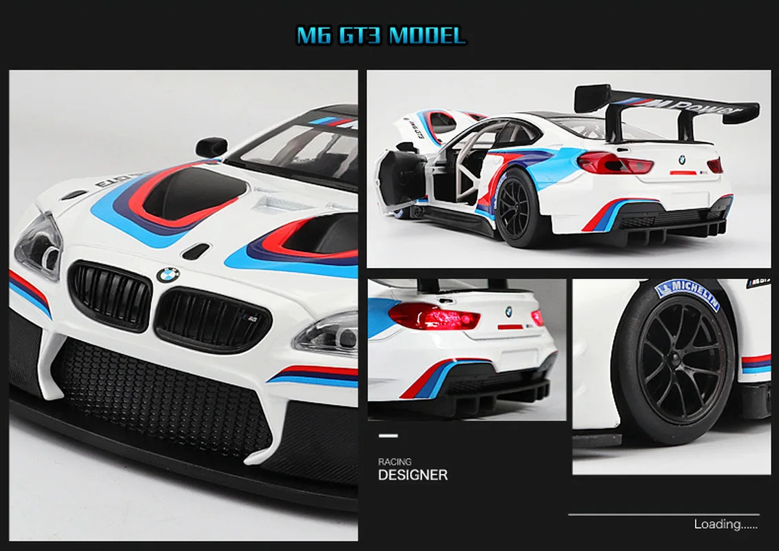 1:24M6GT3 Игрушечная модель автомобиля из сплава. Модель легкосплавного для