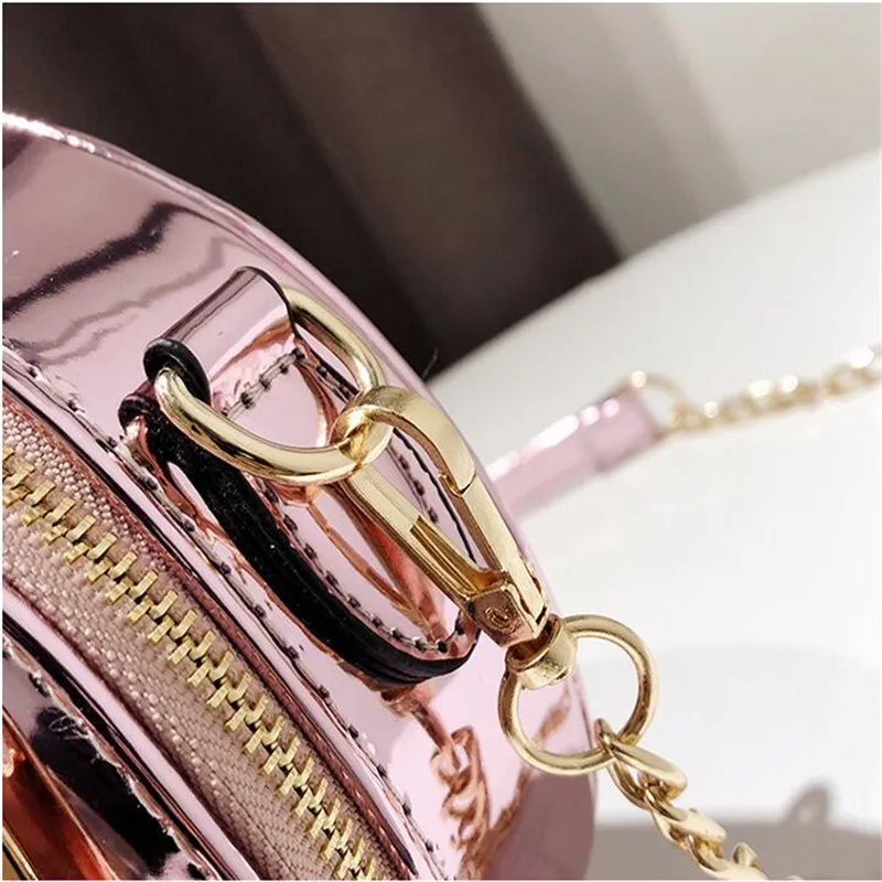 Женская сумочка с лазерной цепочкой маленькая ручная круглая сумка мессенджер