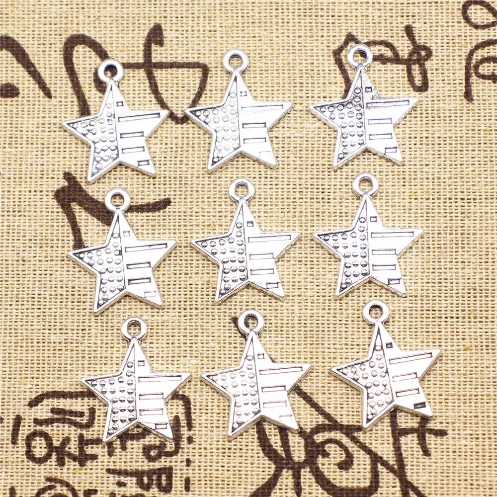 

Supplies For Jewelry Making 20pcs 23x20mm Antique Silver Color Star Charms