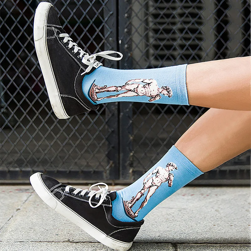 5 пар хлопковых мужских носков с принтом в стиле ретро Осень зима счастливые