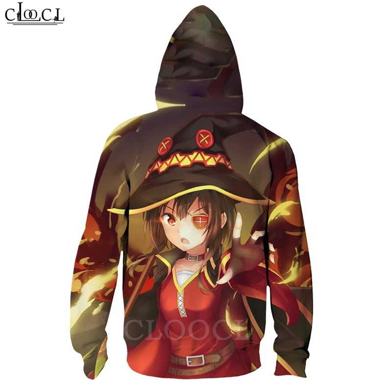 Толстовка Megumin Konosuba с капюшоном аниме на молнии для девушек модная повседневная