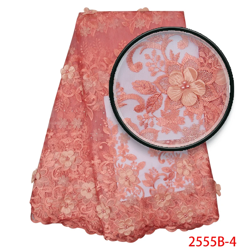 Кружевная ткань в нигерийском стиле Кружевной Тюль небесно голубого цвета с