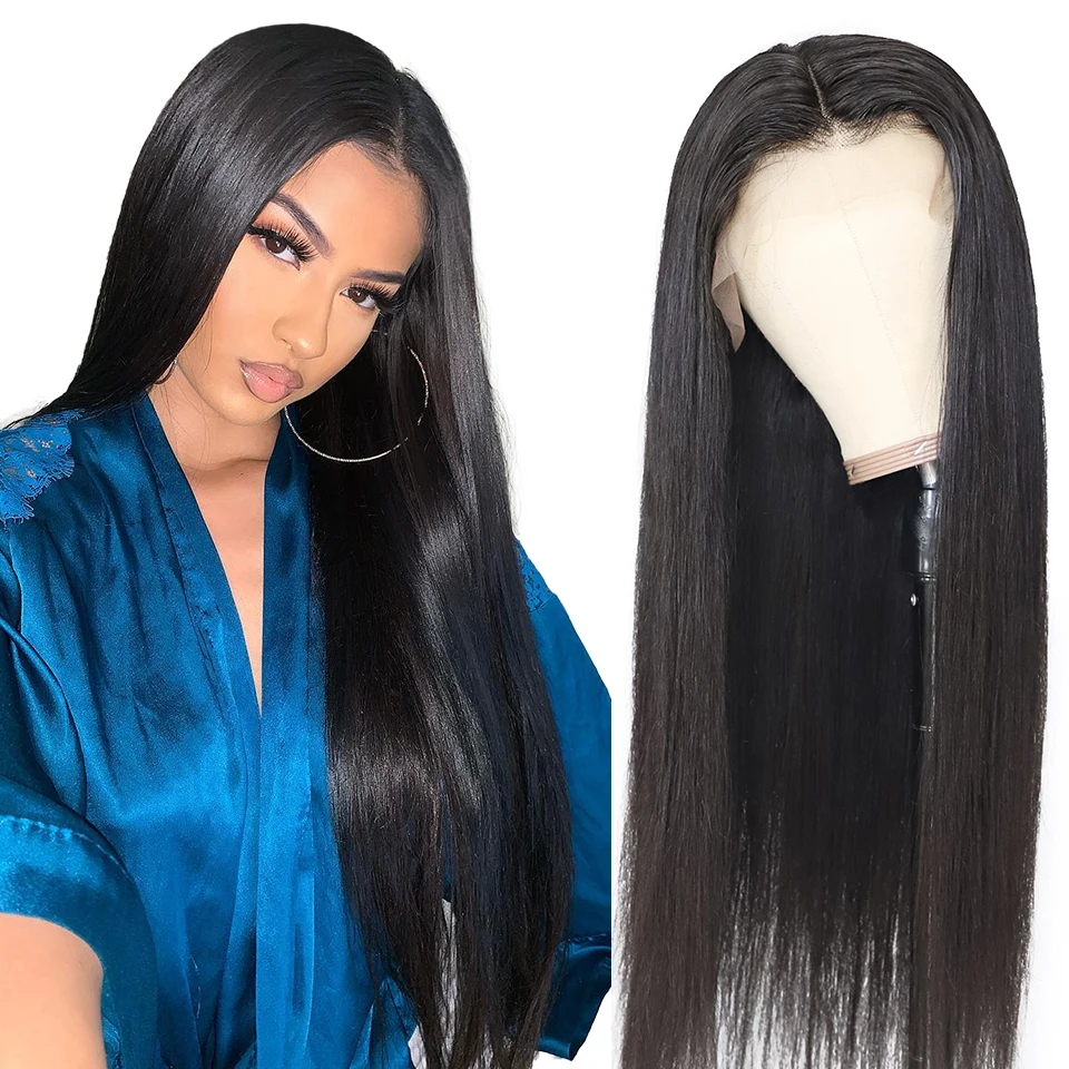 Straight Lace Front Human Hair Wigs Free Part Brazilian Hair Wig 13*6 Pre Plucked Natural Hairline Remy hair 180Density Ship Fre