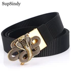 SupSindy Мужской нейлоновый ремень, роскошная золотая кобра, металлическая автоматическая пряжка, парусиновые ремни для мужчин, модный джинсовый пояс, черный мужской ремешок