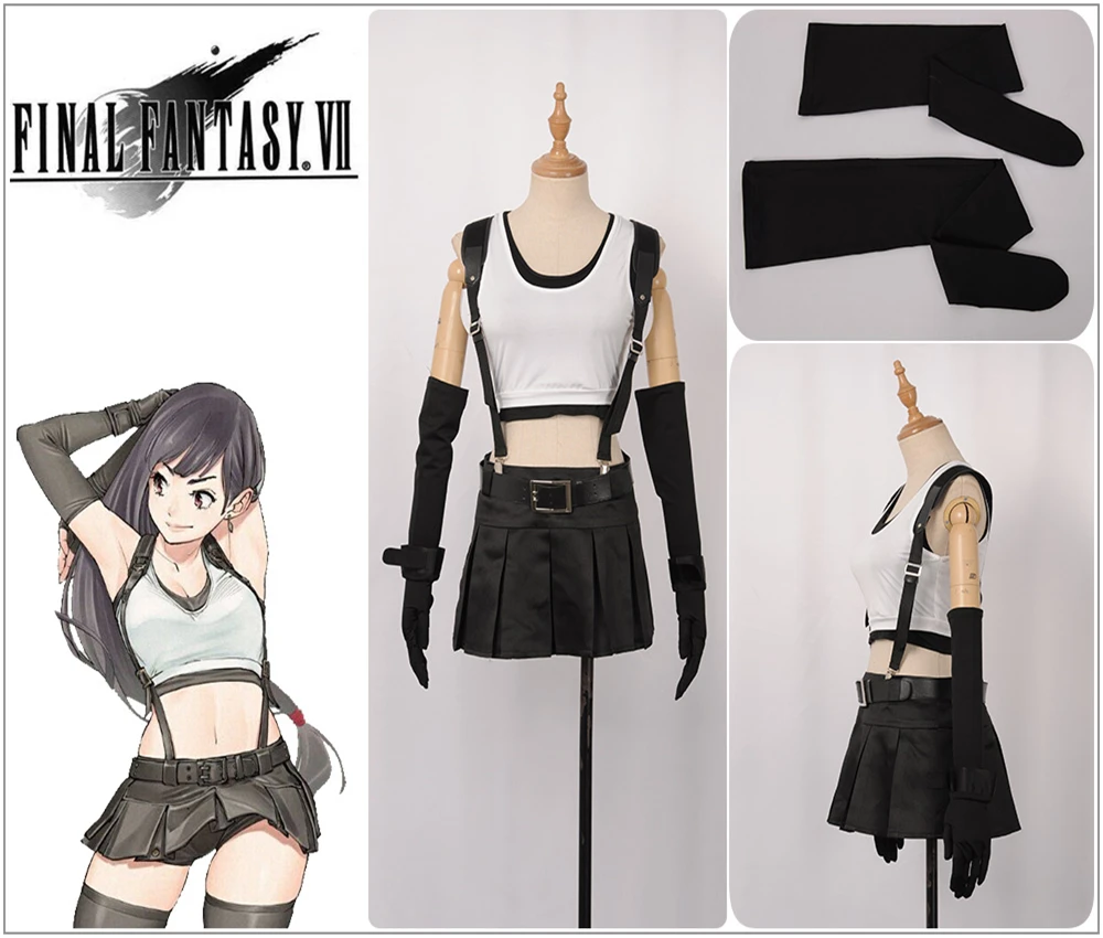 Костюм для косплея финальной фантазии VII ремейк Tifa Lockhart топ без рукавов девочек