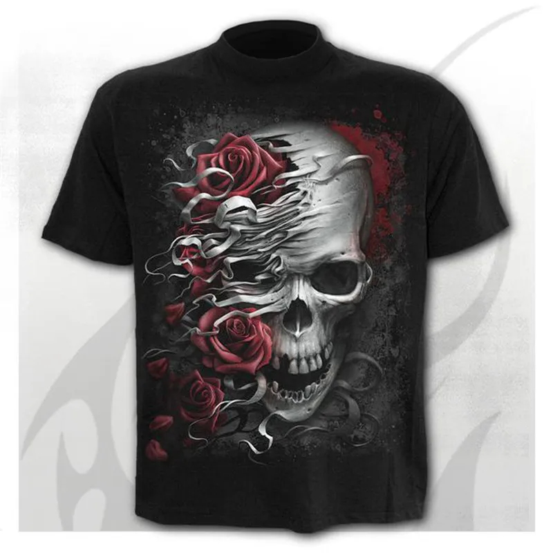 

Black Horror Skull 3d Printing T-Shirt Men's Fun Shirt Punk Rock Hip-Hop 2021 Summer Street Fitness Harajuku Gothic Knight Shirt