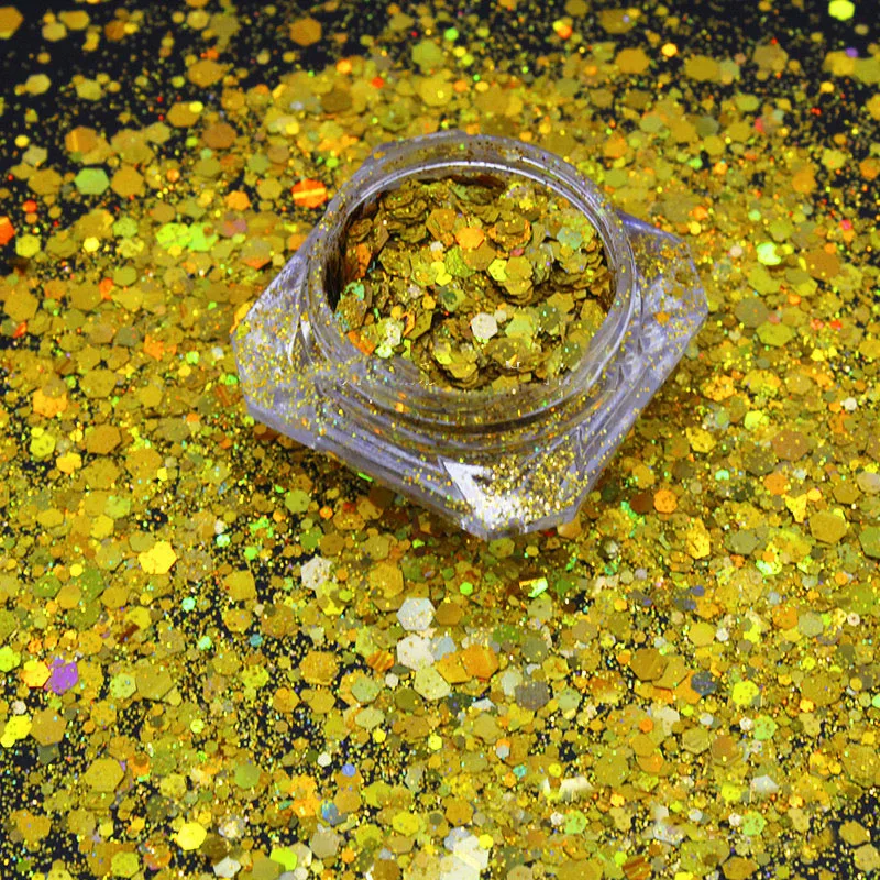 1 коробка блестящих хлопьев русалки для ногтей сверкающие 3D шестигранные