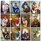 Набор для алмазной живописи 5d сделай сам, картина с животными, алмазная вышивка, обезьяна, собака, туалет, художественный набор с квадратными и круглыми стразами