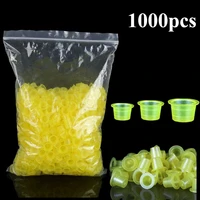 1000pcs yellow plastic tattoo ink cups pigment holder container for tattoo permanent makeup pigment caps accessories