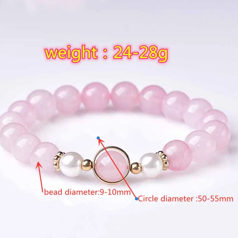 Оптовая продажа натуральный розовый кварцевый камень браслеты ручной работы из