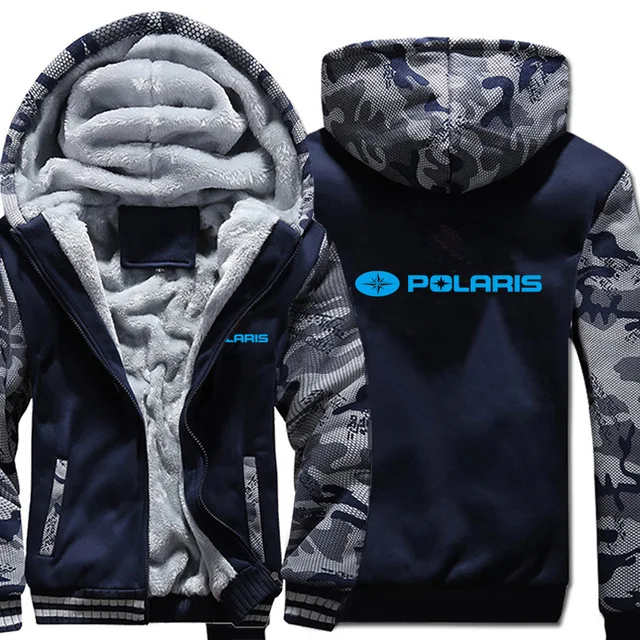

New 2021 Polaris Hoodies Winter Camouflage Sleeve Jacket Men Thicken Warm Fleece Cotton Zipper Raglan Coat Male Tracksuit