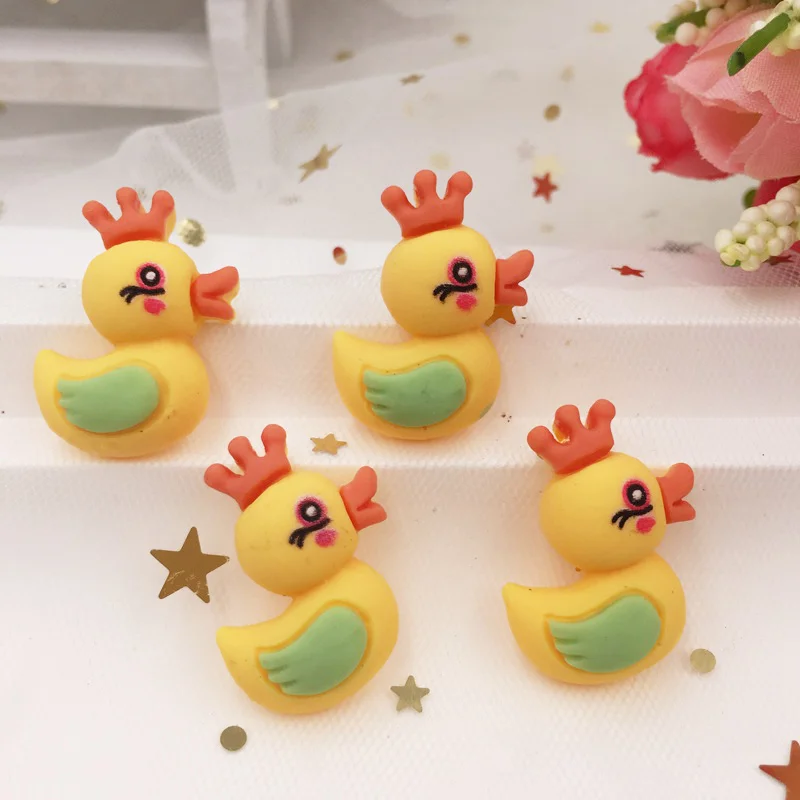 Ручная роспись смолы Kawaii красочные желтая утка Flatback Камень кабошон 10 шт.