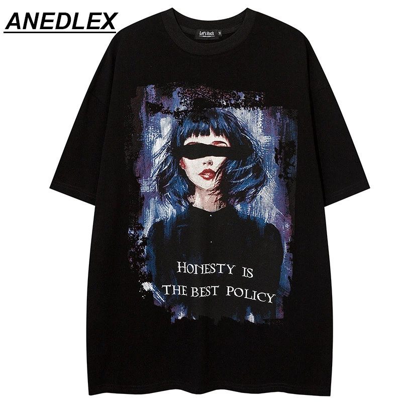 

Hip Hop Streetwear T-Shirt Fashion Anime Girl Letter T Shirt 2022 Men Harajuku Cotton Casual Tshirt Summer Short Sleeve Tops Tee