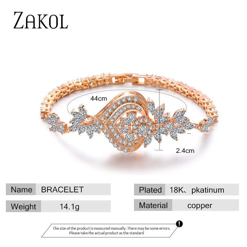 ZAKOL новые роскошные люстры цветок цепь звено браслеты для элегантных женщин