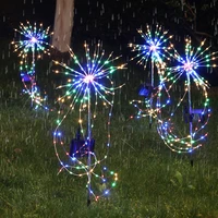 solar garden lights outdoor firework lights solar sparklers twinkling light copper wire fairy lights for walkway patio lawn