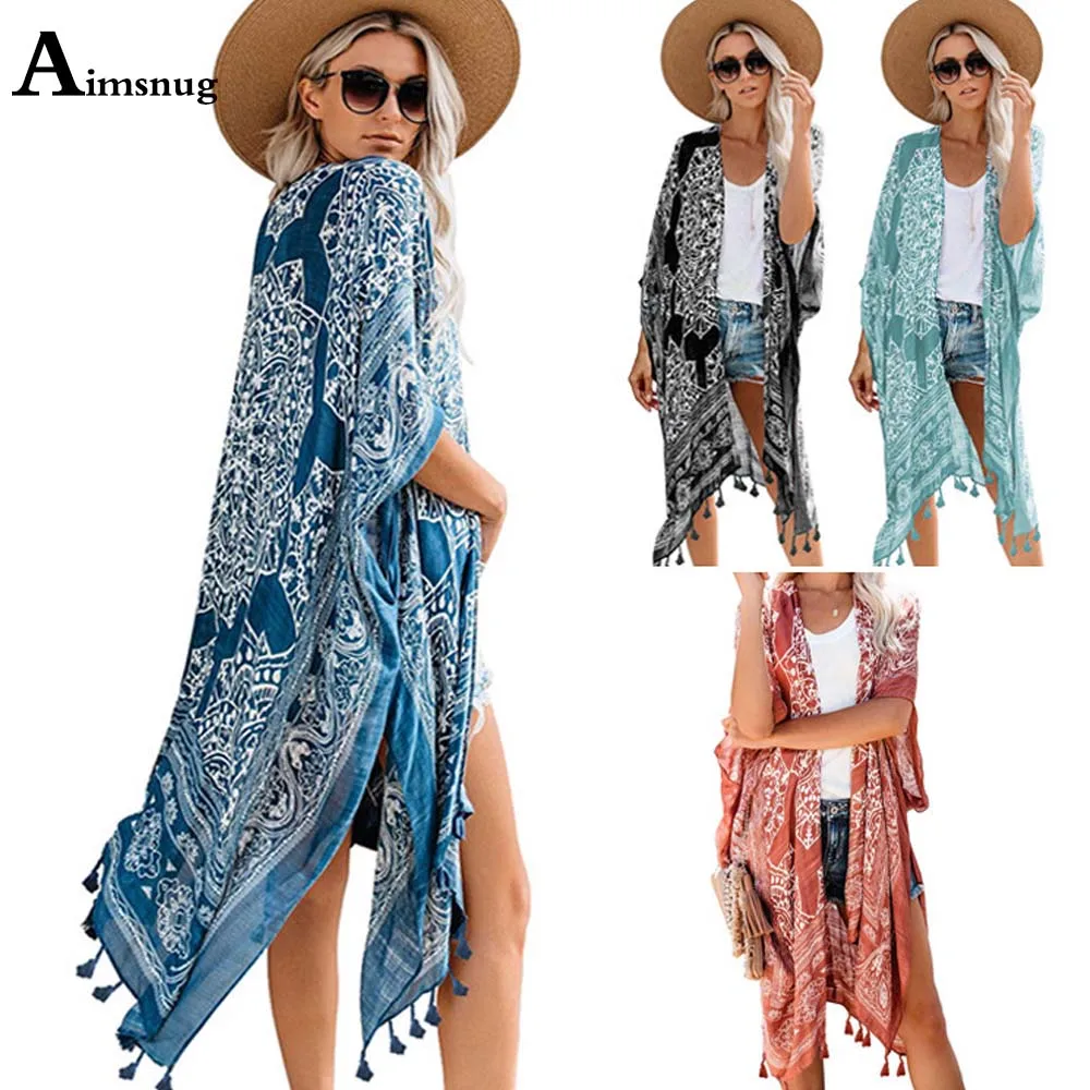

2021 Women Cover Up Latest Summer Beach Dresses Loose Swimwear Patchwork Lace Tassel Hook flower hollow Dress Robe Femme Clothes