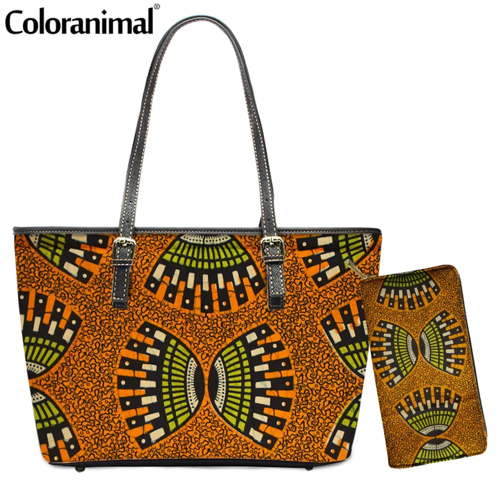 Модная сумка через плечо Coloranimal из Африканской ткани для женщин 2 шт./компл.