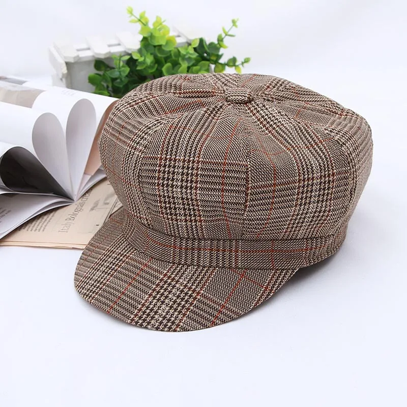 Новая модная шапка Fibonacc для девочек хлопковые клетчатые кепки в стиле ретро