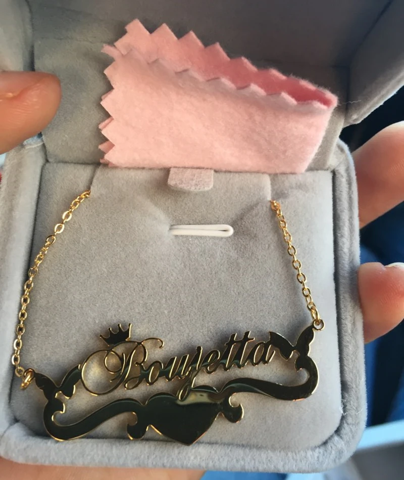 Ожерелье с милой бабочкой и именем на заказ лентой сердцами из нержавеющей стали