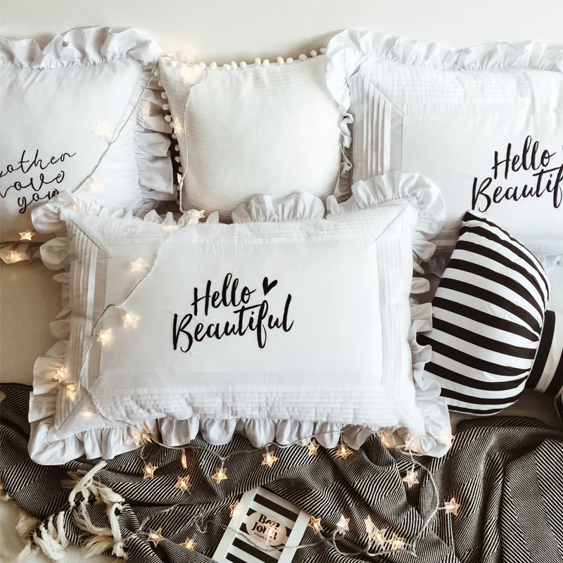 Наволочка DUNXDEC для подушки белая хлопковая наволочка модные черные слова с