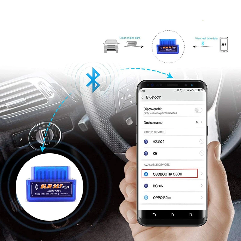 

Super Mini ELM327 Bluetooth Interface V2.1 OBD2 II Auto Diagnostic Tool ELM 327 Work ON Android Torque/PC