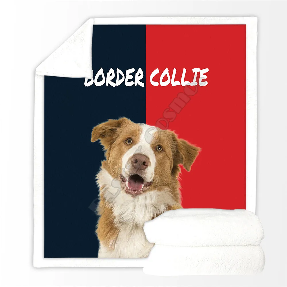 

Funny Border Collie Cozy Premium Fleece Sherpa 3D printed Fleece Blanket on Bed Home Textiles Dreamlike