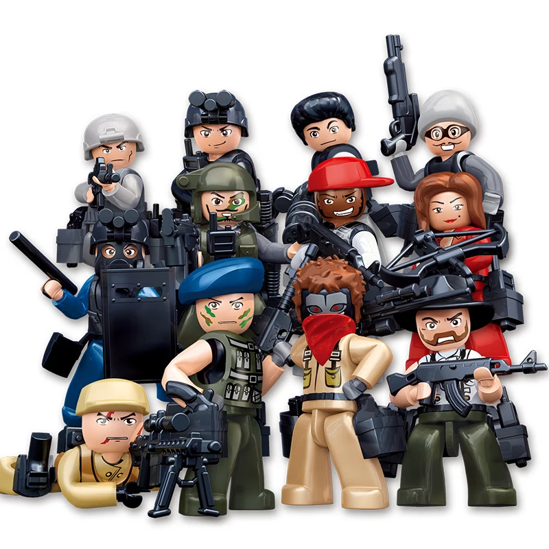 SLUBAN полиции SWAT спецназ современный солдат бандиты Ghost Commando фигурки строительные
