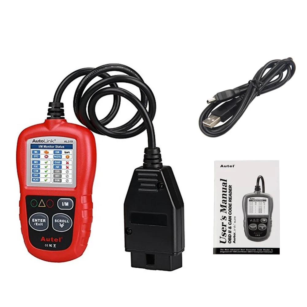 

Автомобильный диагностический инструмент Autel AutoLink AL319, считыватель кодов OBD2, сканер кодов, просмотр данных стоп-кадра, диагностический инст...