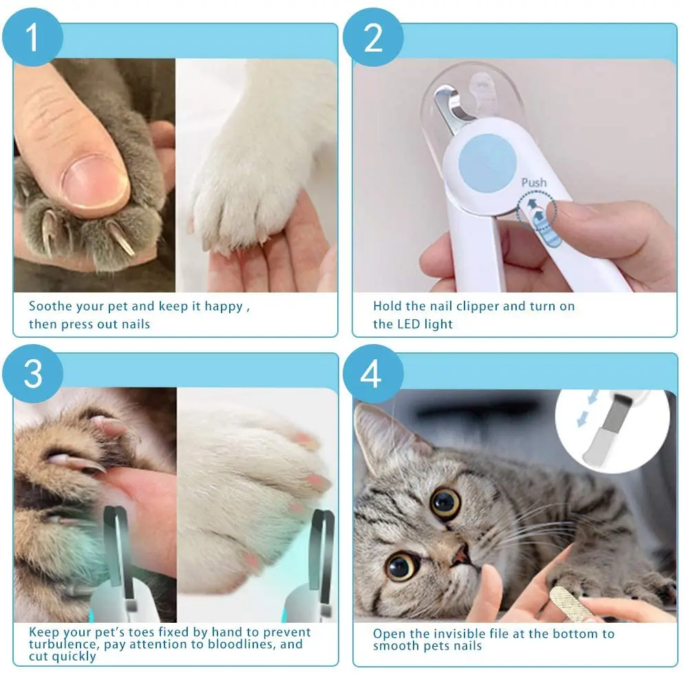 

For Dog Professional Clippers Dog Nail Trimmer Pet Cat Paw Grinder, With Led Light Safety Pet Nail Clippers