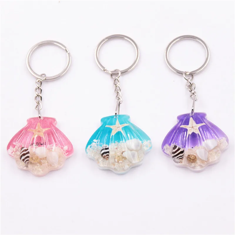 

New Fashion Simple Shell-shaped Key Ring Wild Luminous Stone Starfish Keychain Pendant Party Small Accessories