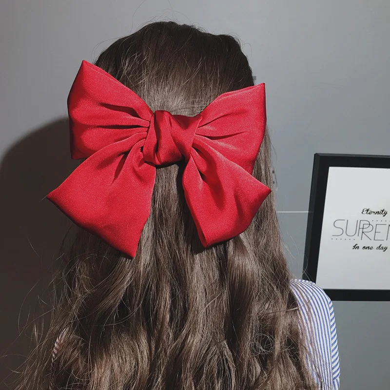 Женская заколка для волос с бантом однотонная Винтажная из шифона аксессуар