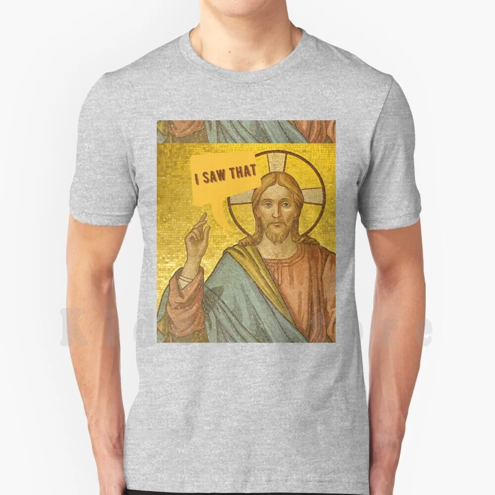 Мужская футболка с принтом Иисуса я увидел хлопковая новая крутая 2 дизайна