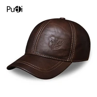 pudi spring autumn genuine leather baseball cap hat men brand new warm real cow leather caps hats hl125