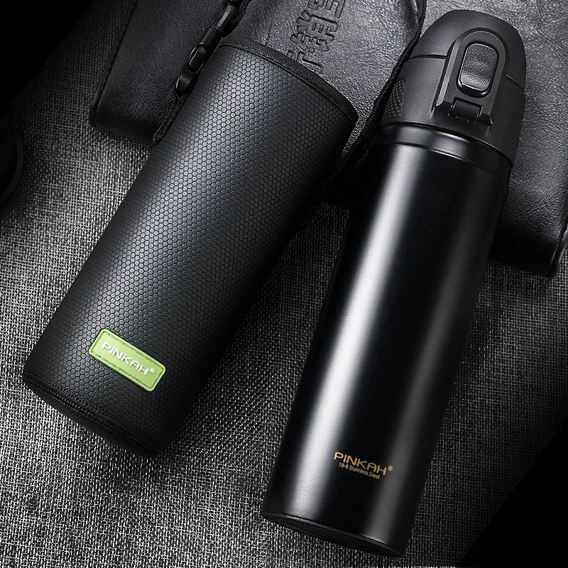 

PINKAH NEW 500ML Adult Stainless Steel Vacuum Flask straw thermos cup water bottle with holder Insulation Cup thermos cup